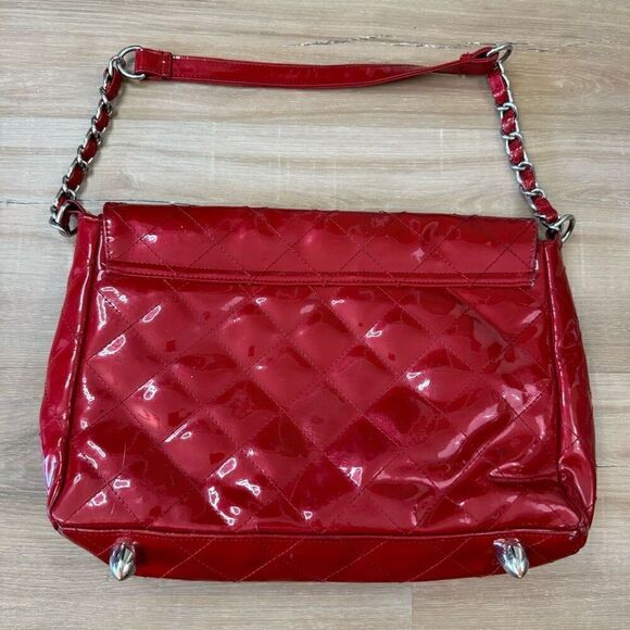 Y2K Lux De Ville Red Shiny Quilted Shoulder Bag Retro Rockabilly Gothic Rocker - Picture 3 of 9